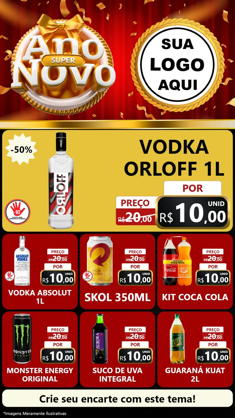 Modelo de Rede Social para Stories com o tema Super Ano Novo para Distribuidora de bebidas
