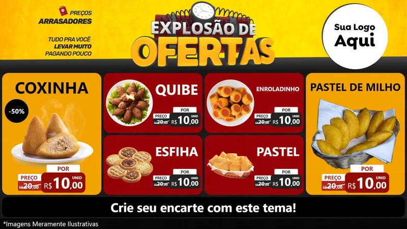 Modelo de TV para TV Horizontal com o tema Explosão de Ofertas para Salgadaria