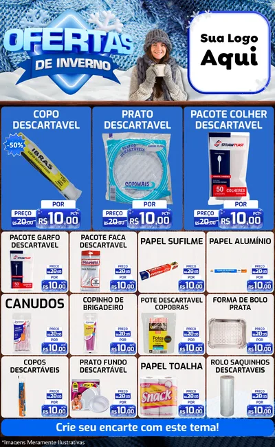Modelo de Encarte para Encarte Grande com o tema Ofertas de Inverno para Embalagens