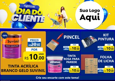 Modelo de Encarte para Encarte A4 Horizontal com o tema Especial Dia do Cliente para Tintas e Ferramentas