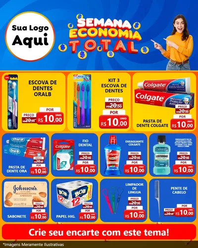 Modelo de Rede Social para Feed Instagram com o tema Semana Economia Total para Higiene Pessoal