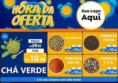Modelo de Encarte para Encarte A4 Horizontal com o tema Hora da Oferta para Produtos Naturais