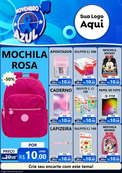 Modelo de Encarte para Encarte A4 Vertical com o tema Novembro Azul para Papelaria