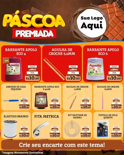 Modelo de Rede Social para Feed Instagram com o tema Páscoa Premiada para Armarinho e Aviamentos