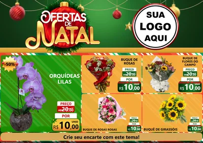 Modelo de Encarte para Encarte A4 Horizontal com o tema Ofertas de Natal para Floricultura e jardim
