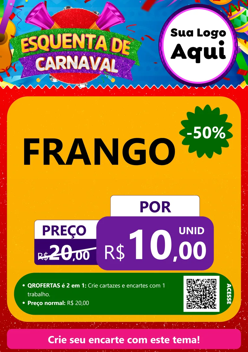 Modelo de Cartaz para Cartaz A4 Vertical com o tema Esquenta de Carnaval para Assados