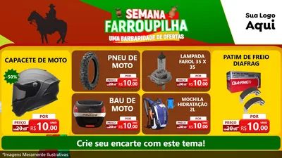 Modelo de TV para TV Horizontal com o tema Semana Farroupilha - Uma Barbaridade de Ofertas para Moto peças