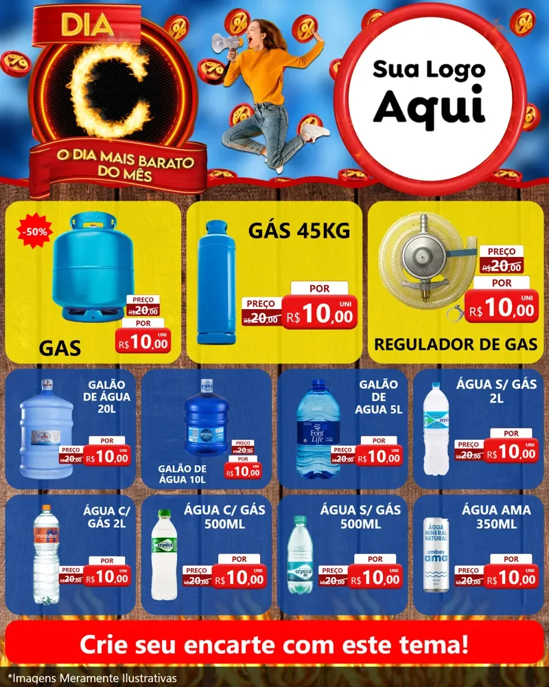 Modelo de Rede Social para Feed Instagram com o tema Dia C - O Dia Mais Barato Do Mês para Água e gás