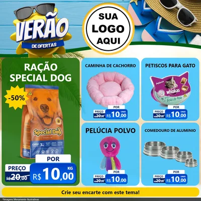 Modelo de Rede Social para Feed Facebook com o tema Verão de Ofertas para Pet Shop