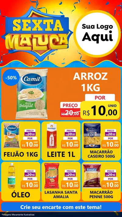 Modelo de Rede Social para Stories com o tema Sexta Maluca para Supermercado