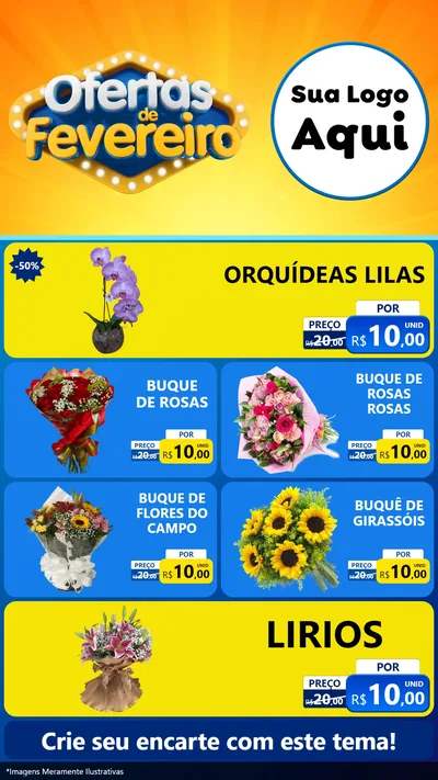 Modelo de TV para TV Vertical com o tema Ofertas de Fevereiro para Floricultura e jardim