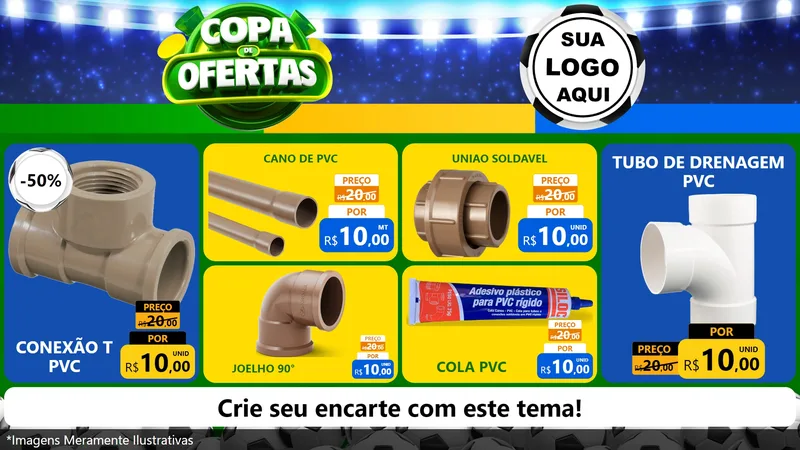 Modelo de TV para TV Horizontal com o tema Copa de Ofertas para Tubos e conexões