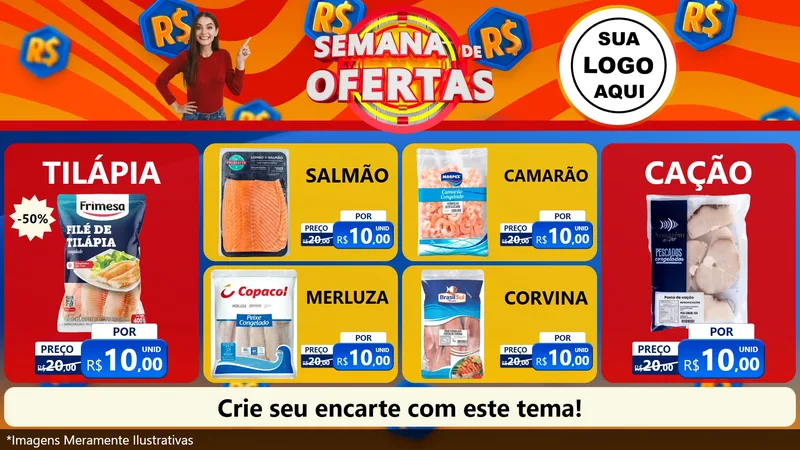 Modelo de TV para TV Horizontal com o tema Semana de Ofertas para Peixaria