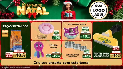 Modelo de TV para TV Horizontal com o tema Ofertas de Natal para Pet Shop
