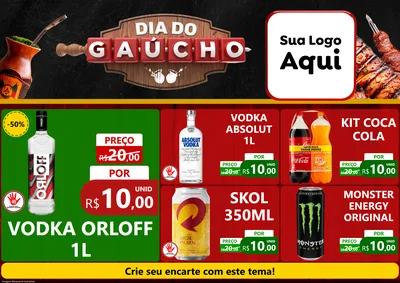 Modelo de Encarte para Encarte A4 Horizontal com o tema Dia do Gaúcho para Distribuidora de bebidas