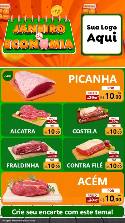 Modelo de TV para TV Vertical com o tema Janeiro da Economia para Açougue