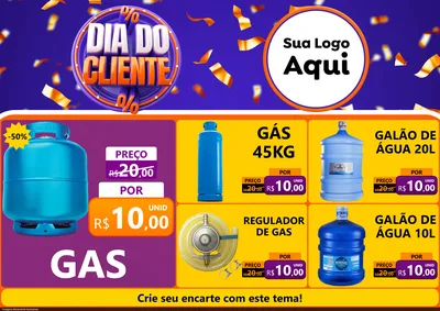 Modelo de Encarte para Encarte A4 Horizontal com o tema Dia do Cliente para Água e gás