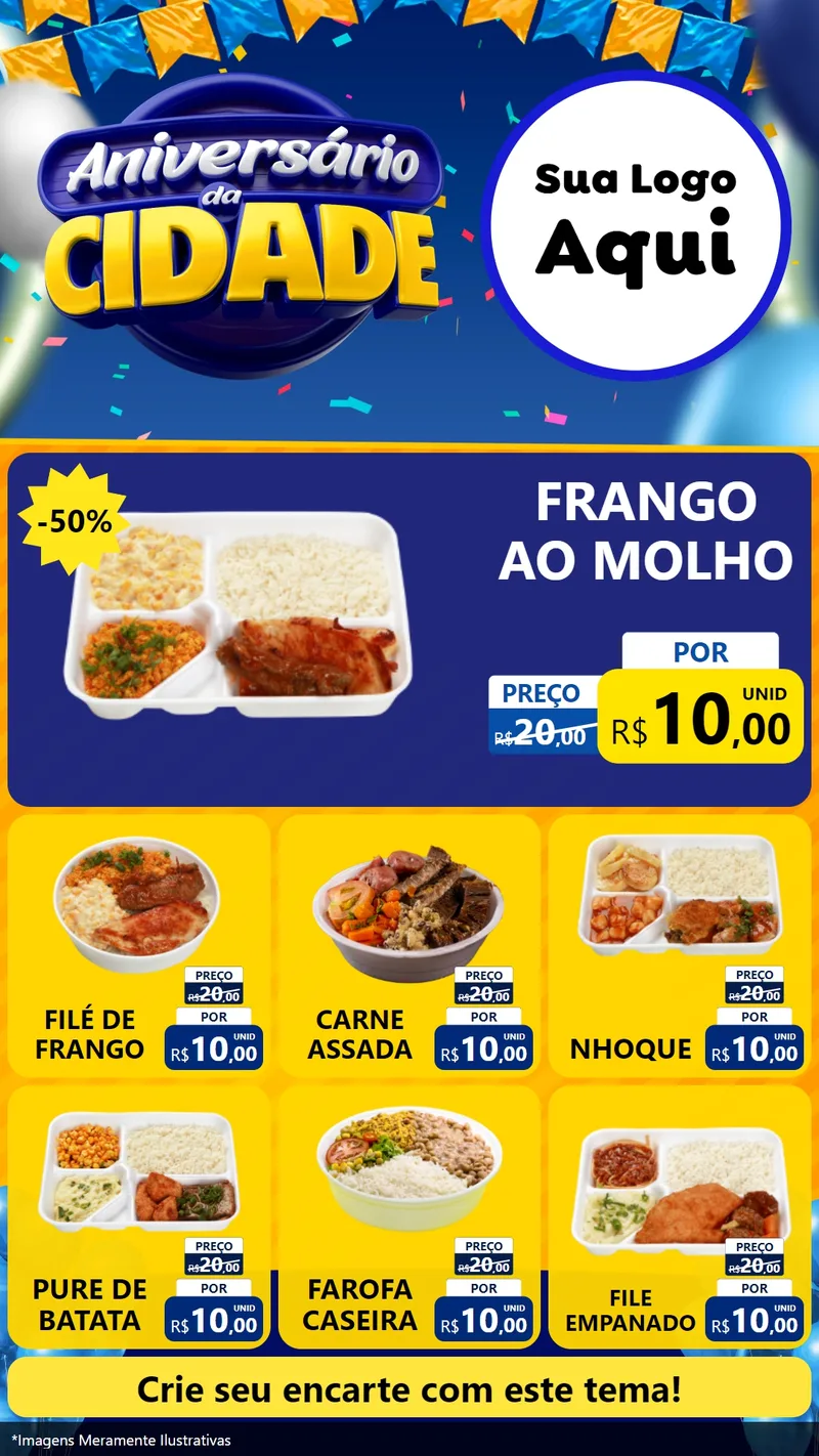 Modelo de Rede Social para Stories com o tema Aniversário da Cidade para Restaurante