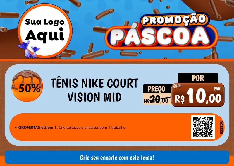 Modelo de Cartaz para Cartaz A4 Horizontal com o tema Promoção Páscoa para Calçados