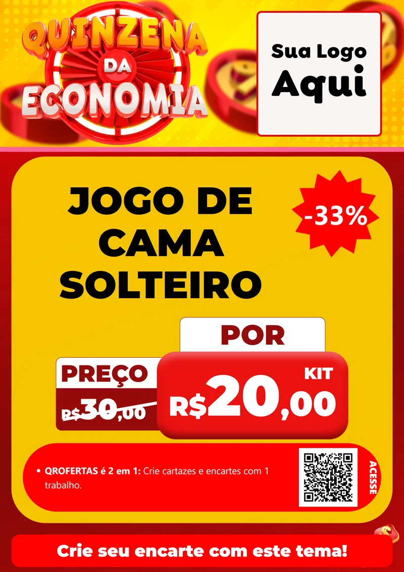 Modelo de Cartaz para Cartaz A4 Vertical com o tema Quinzena Da Economia para Cama, Mesa e Banho