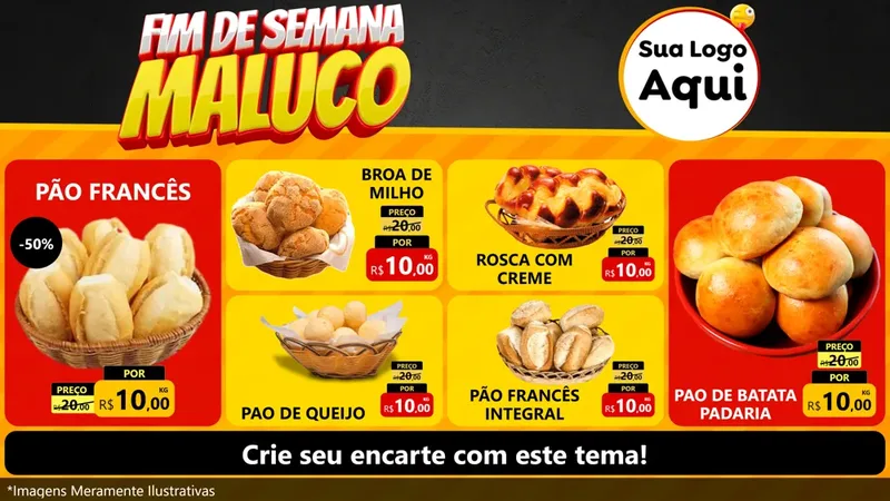 Modelo de TV para TV Horizontal com o tema Final de Semana Maluco para Padaria