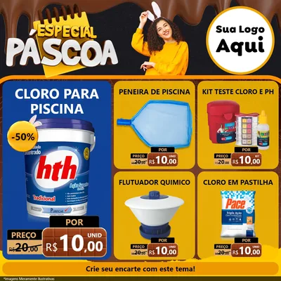Modelo de Rede Social para Feed Facebook com o tema Especial Páscoa para Produtos para Piscina