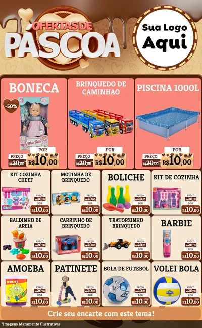 Modelo de Encarte para Encarte Grande com o tema Ofertas de Páscoa para Brinquedos
