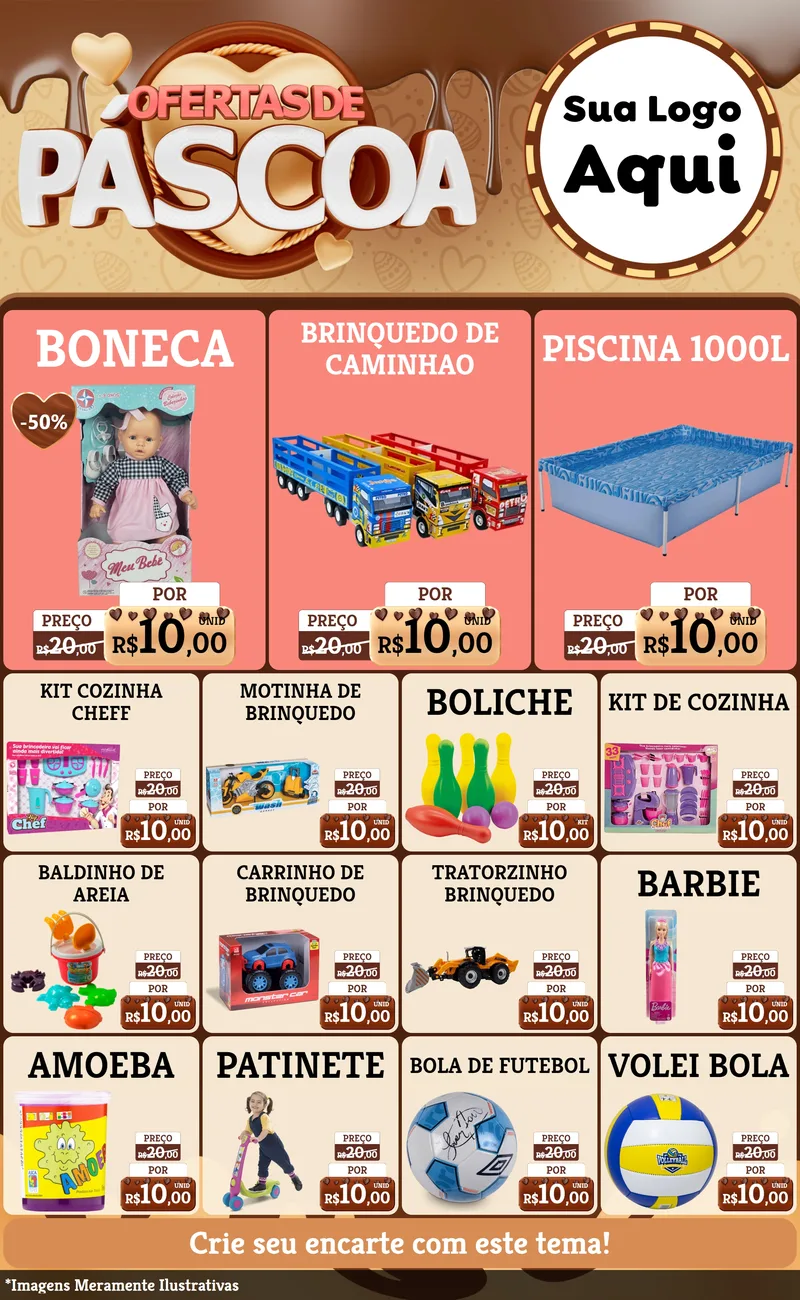 Modelo de Encarte para Encarte Grande com o tema Ofertas de Páscoa para Brinquedos