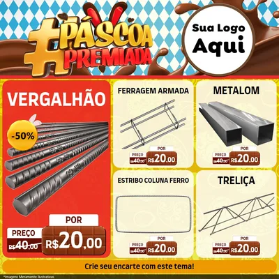 Modelo de Rede Social para Feed Facebook com o tema Páscoa Premiada para Ferragens