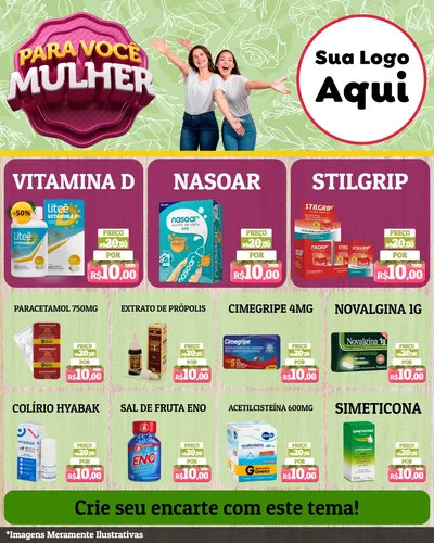 Modelo de Rede Social para Feed Instagram com o tema Para Você Mulher para Farmácia