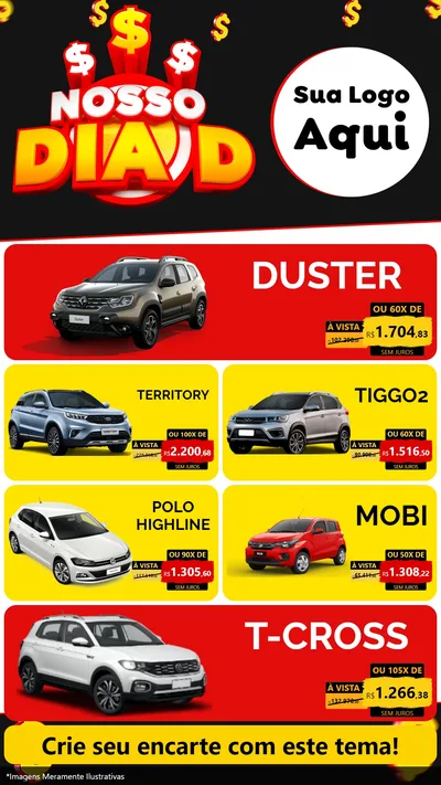 Modelo de TV para TV Vertical com o tema Nosso Dia D para Concessionaria de Carros