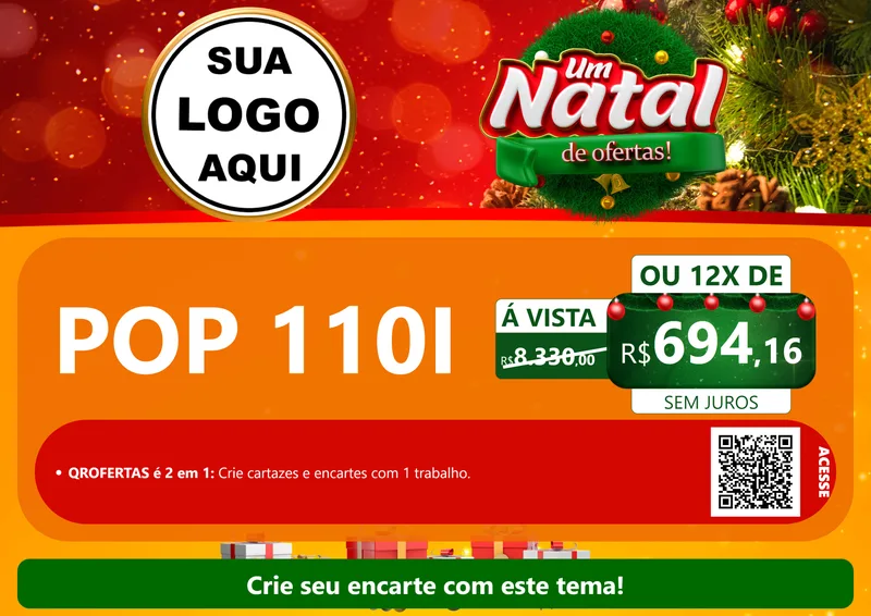Modelo de Cartaz para Cartaz A4 Horizontal com o tema Um Natal de Ofertas para Concessionaria de Motos