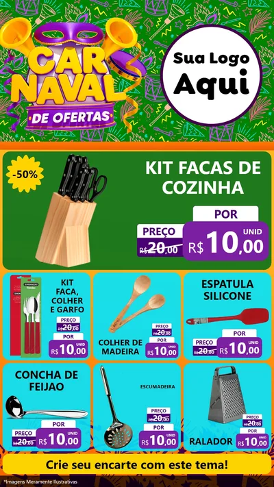 Modelo de Rede Social para Stories com o tema Carnaval de Ofertas para Utilidades Domésticas