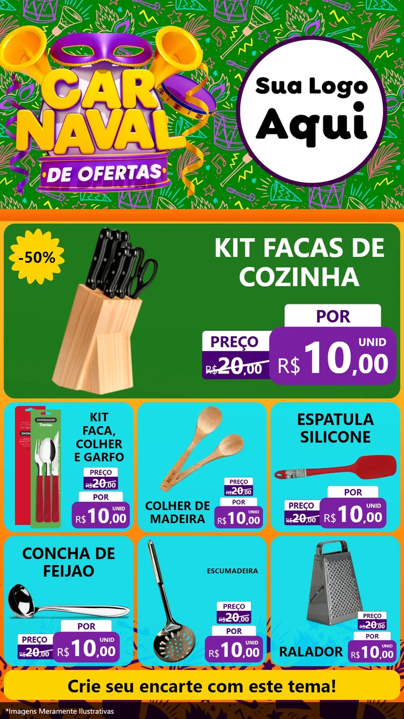 Modelo de Rede Social para Stories com o tema Carnaval de Ofertas para Utilidades Domésticas