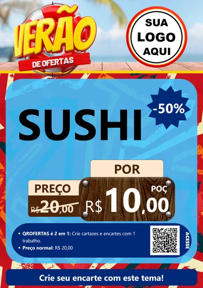Modelo de Cartaz para Cartaz A4 Vertical com o tema Verão de Ofertas para Comida japonesa