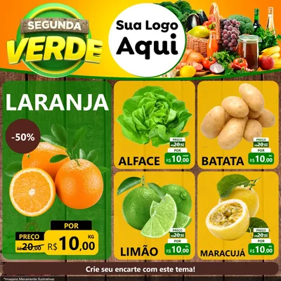 Modelo de Rede Social para Feed Facebook com o tema Segunda Verde para Hortifrúti