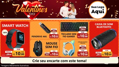 Modelo de TV para TV Horizontal com o tema Valentine's Day para Informática