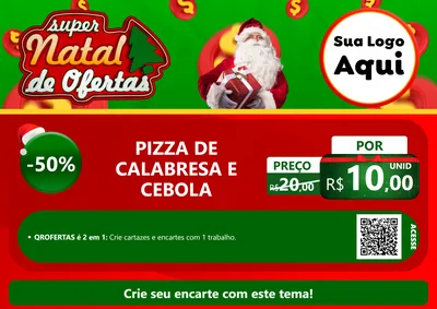 Modelo de Cartaz para Cartaz A4 Horizontal com o tema Super Natal de Ofertas para Pizzaria
