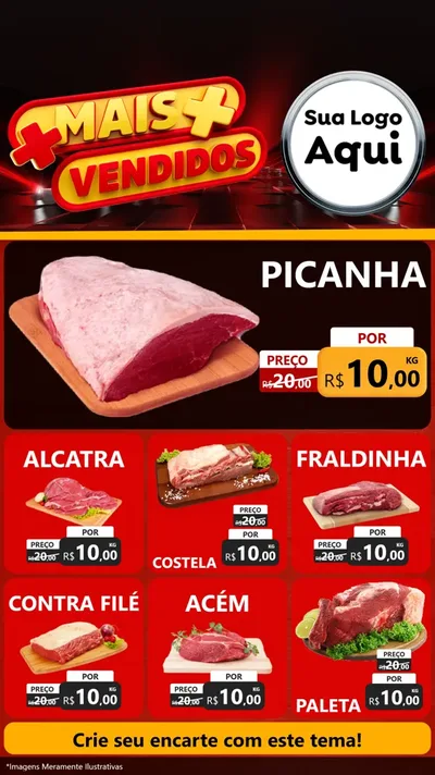Modelo de Rede Social para Stories com o tema Mais Vendidos para Açougue