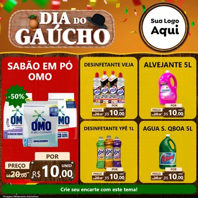 Modelo de Rede Social para Feed Facebook com o tema Dia do Gaúcho para Produtos de Limpeza