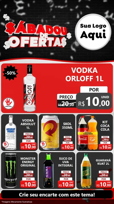 Modelo de Rede Social para Stories com o tema Sabadou de Ofertas para Distribuidora de bebidas