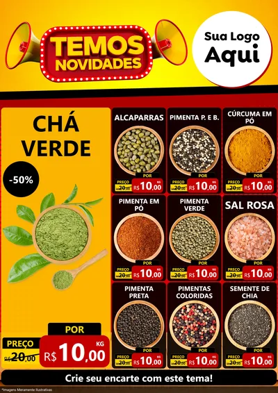 Modelo de Encarte para Encarte A4 Vertical com o tema Temos Novidades para Produtos Naturais