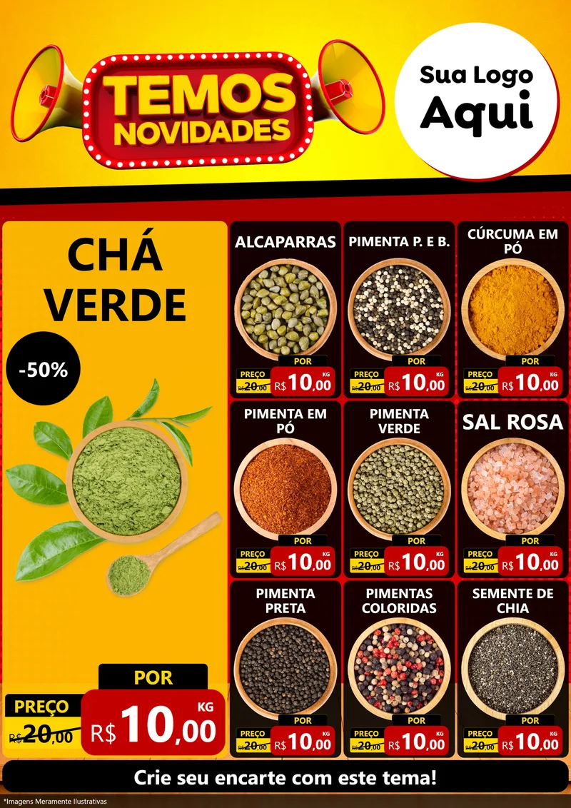 Modelo de Encarte para Encarte A4 Vertical com o tema Temos Novidades para Produtos Naturais