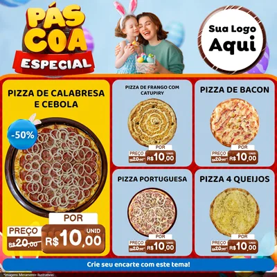 Modelo de Rede Social para Feed Facebook com o tema Páscoa Especial para Pizzaria