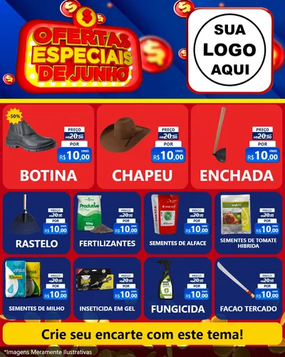 Modelo de Rede Social para Feed Instagram com o tema Ofertas Especiais de Junho para Agropecuária