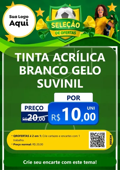Modelo de Cartaz para Cartaz A4 Vertical com o tema Seleção de Ofertas - Copa para Tintas e Ferramentas