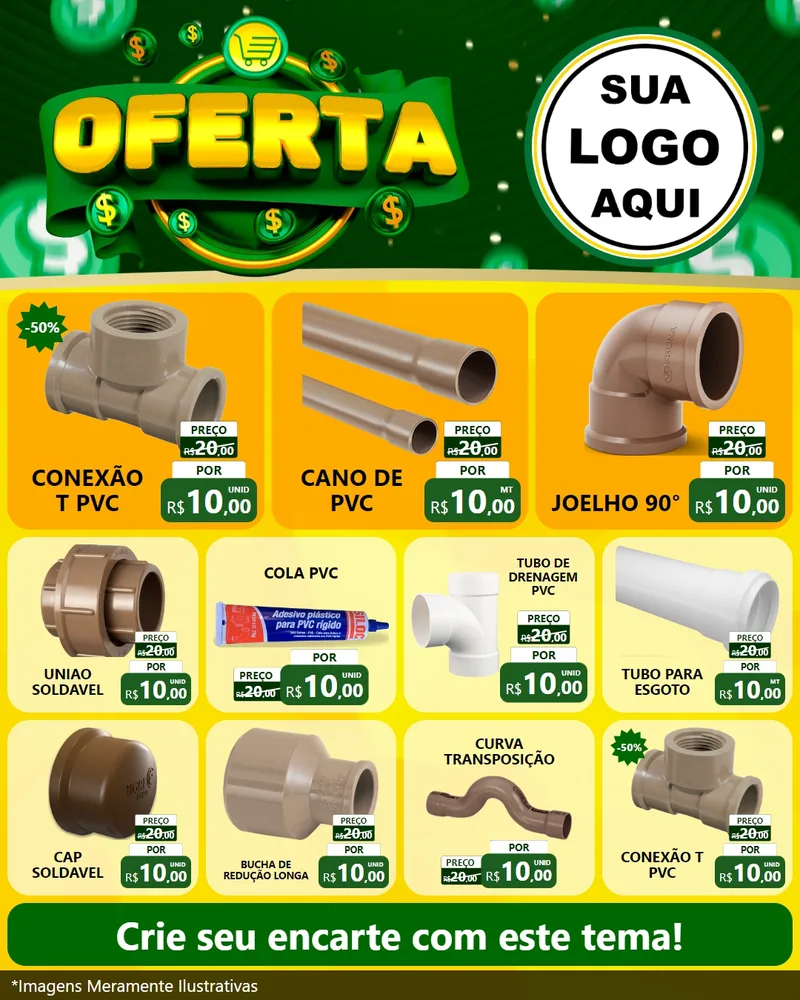 Modelo de Rede Social para Feed Instagram com o tema Oferta para Tubos e conexões