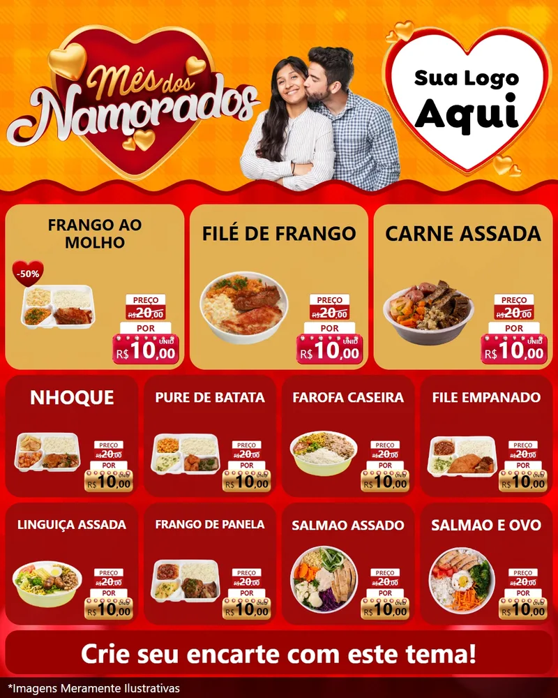 Modelo de Rede Social para Feed Instagram com o tema Mês dos Namorados para Restaurante