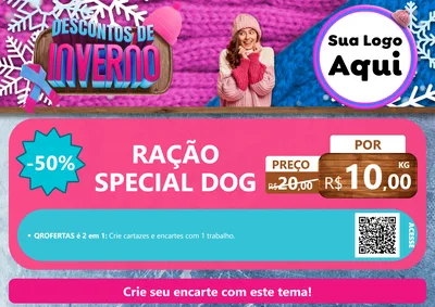 Modelo de Cartaz para Cartaz A4 Horizontal com o tema Descontos de Inverno para Pet Shop
