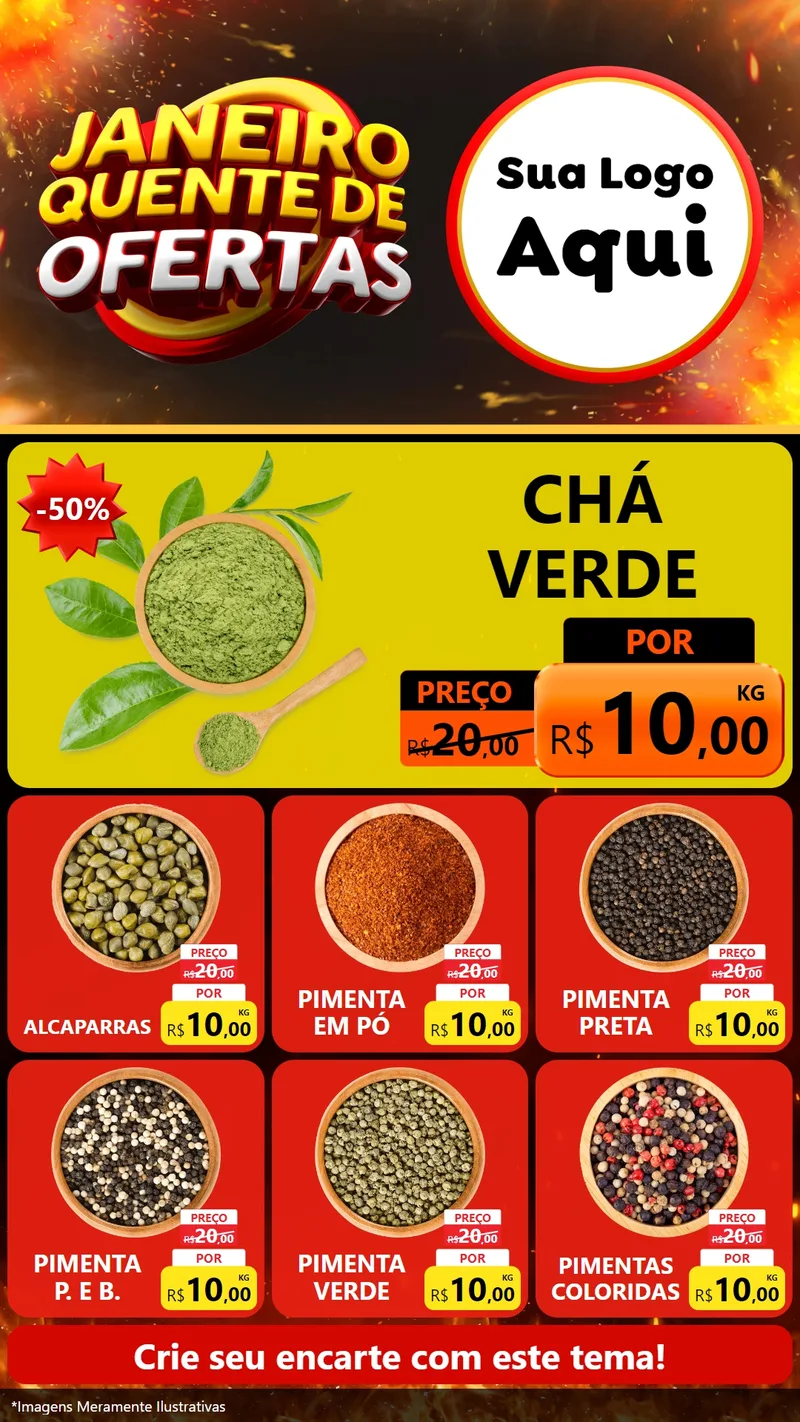 Modelo de Rede Social para Stories com o tema Janeiro Quente de Ofertas para Produtos Naturais